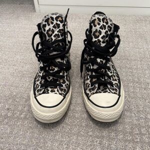Converse High-Top Sneakers in Leopard Print with Black Accents